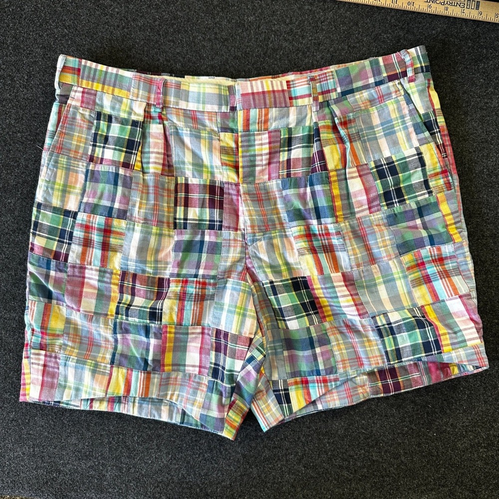 English Sports Shop Bermuda Handwoven Indian Madras Patchwork Shorts Mens 44